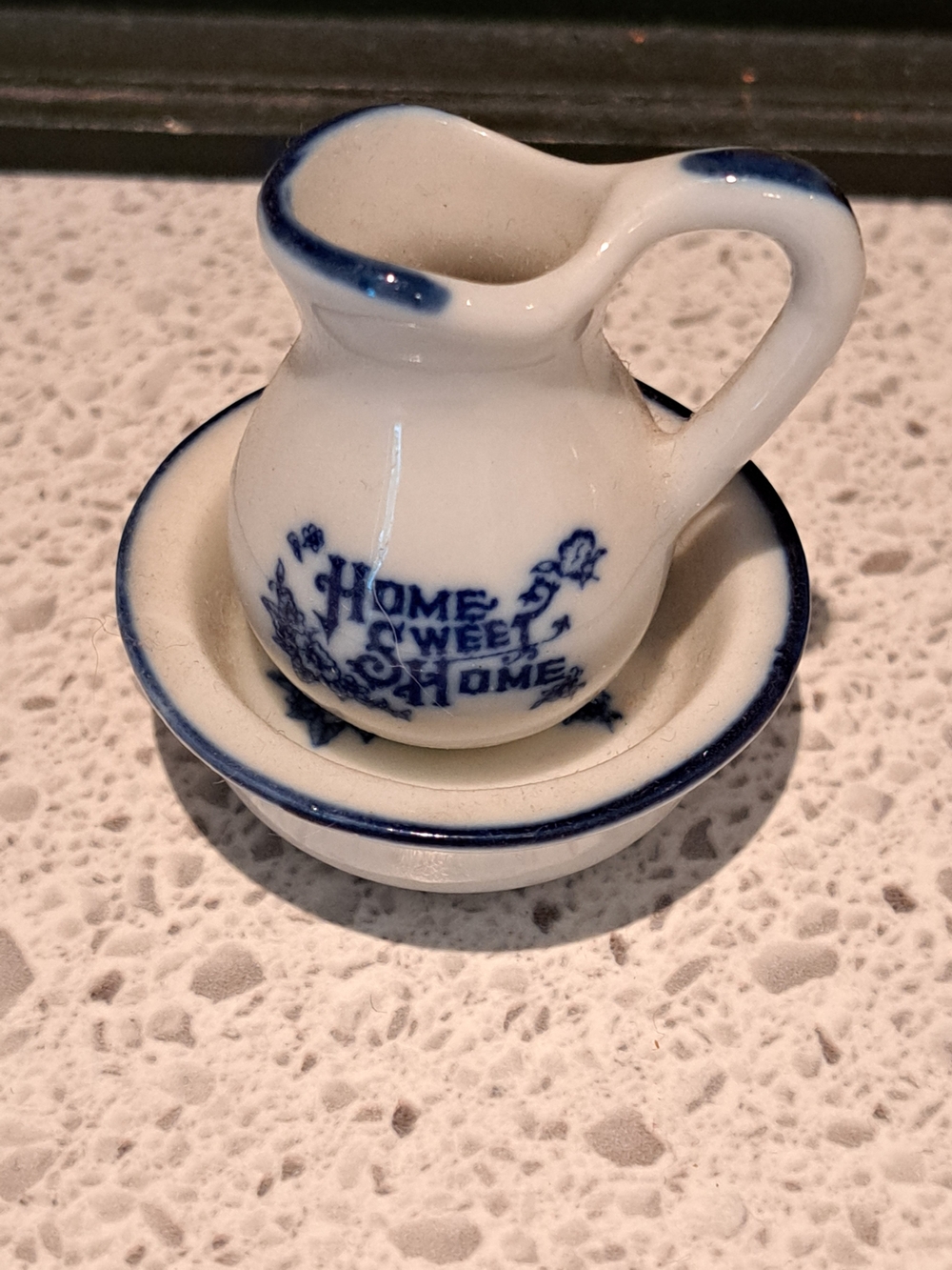 Source Unknown Blue & White Mini Ceramic Pitcher and Basin